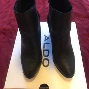 Aldo black wedge booties